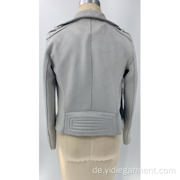 Graue Wildlederjacke für Damen